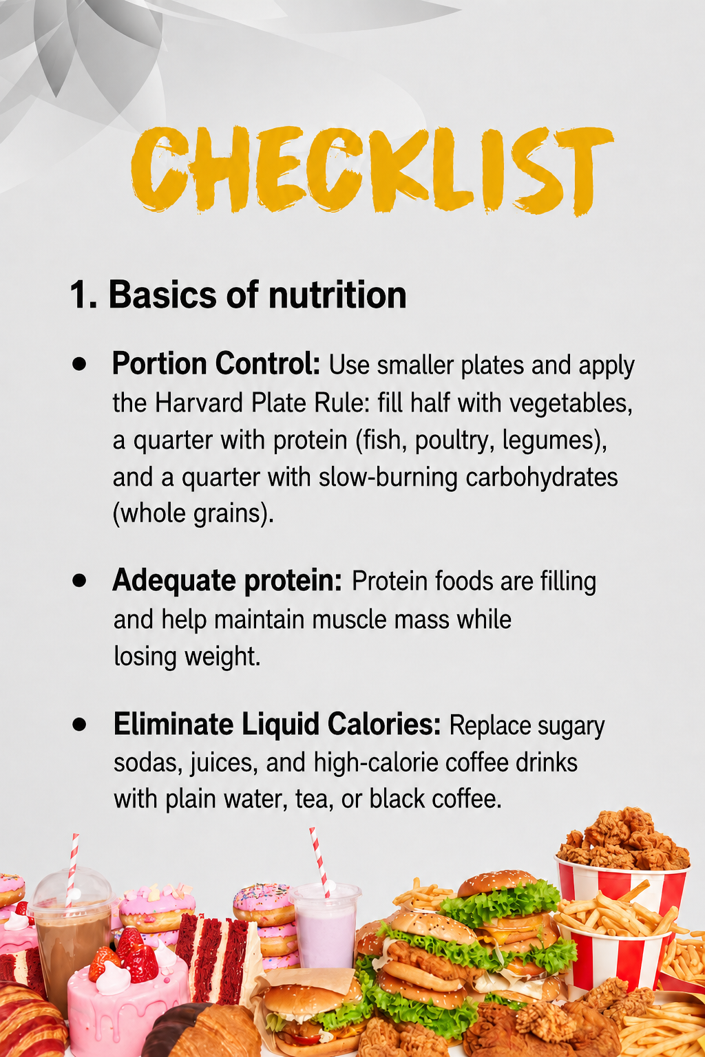 Checklist basics of nutrition page